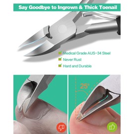 Softale Toenail Clippers for Thick and Ingrown Nails, Toenails Trimmer and Professional Podiatrist Toenail Nipper for Seniors - Heavy Duty Stainless Steel Soft Grip Toenail Scissors with Nail File