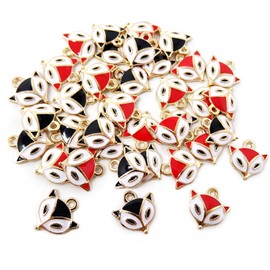 Honbay 40PCS Alloy Enamel Fox Charms Pendant Small Animal Metal Pendants for DIY Jewelry Necklace Earring Bracelet Craft Making (2 Color)