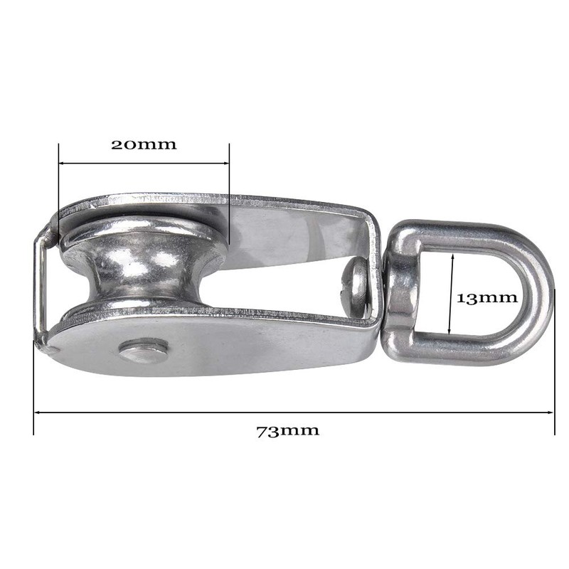 E-TING M20 Single Pulley Block, 2PCS Wire Rope Cable Towing