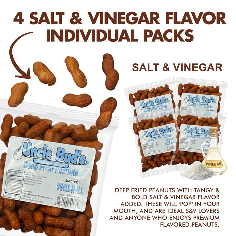 Uncle Bud's Deep Fried Peanuts In Shell (4-Pack) | Salt