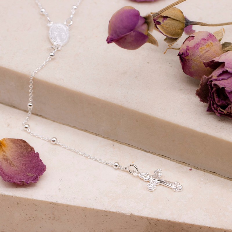 Tuscany Silver Women's Sterling Silver Rosary Necklace of 66cm/26"