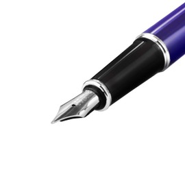 Helix Oxford Fountain Pen - Stainless Steel - Medium Nib - Purple Barrel - Single