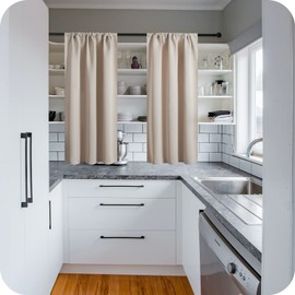MRTREES Cupboard Curtain Kitchen Curtains 45 Drop 2 Panels Short Curtains For Bedroom Curtains For Kitchen Window Bathroom Bedroom Living Room 30x45 Inch 75x115 CM