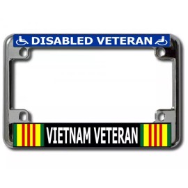 DISABLED VETERAN VIETNAM USA MADE CHROME MOTORCYCLE LICENSE PLATE FRAME