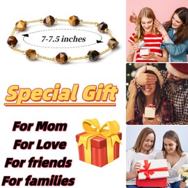 MetJakt Handmade Original Women Multicoloured Gemstone Stretch Bracelet Natural Stones Faceted Irregular Statement Perfect to Complete Any Outfit and Add a Touch of Colour (1 WRAP, Yellow tiger eye)