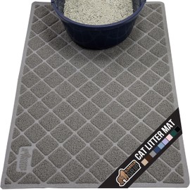 GORILLA GRIP Cat Litter Box Mat, Water Resistant, US Designed Kitty Litter Trapping Mats, Easy to Clean, Scatter Control, Less Mess and Clean Floors, Kitten Supplies for Indoor Cats, 24x17 Grey