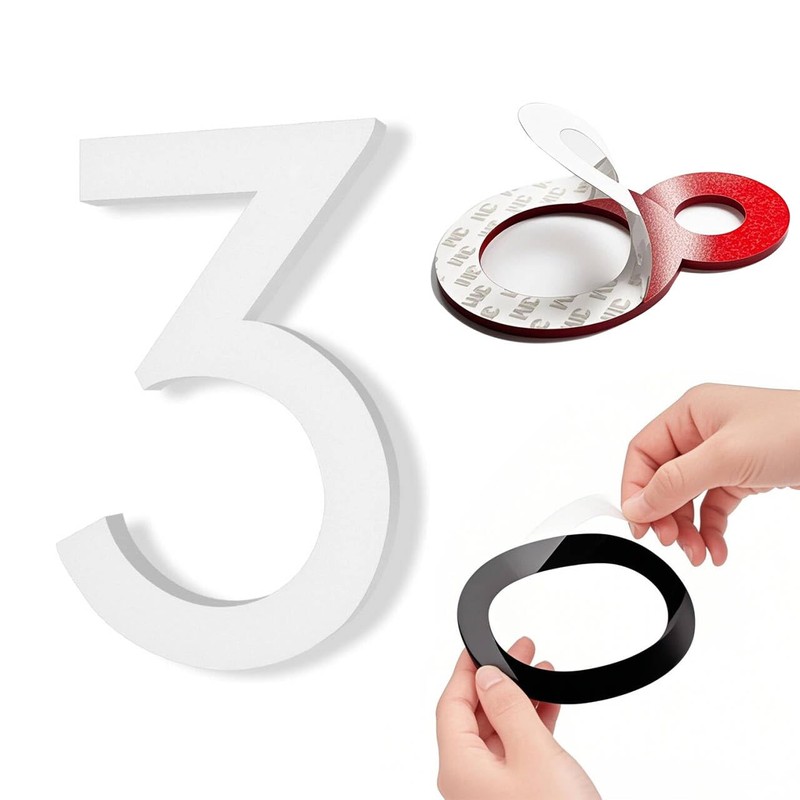 Acrylic House Numbers 3D Door Mailbox Numbers 2.75 Inch 0-9+AB(12