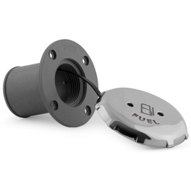Plastic filler nozzle with stainless steel lid, rust-proof, various choice of 38 or 50 mm diameter or labelling, fuel cap for fuel, diesel or water, size fuel 50 mm, with key