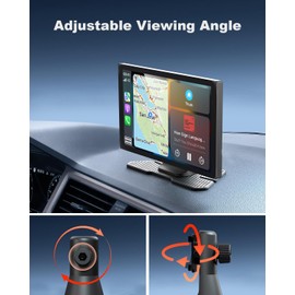 Y-METDRIVING Carplay Mount for 7/9/10.26” Portable CarPlay Screen Holes Mount Holder,GPS Holder with Replaceable Extra-Large Adhesive Base,Adjustable Dashboard Sticky Stand for Car Play Devices