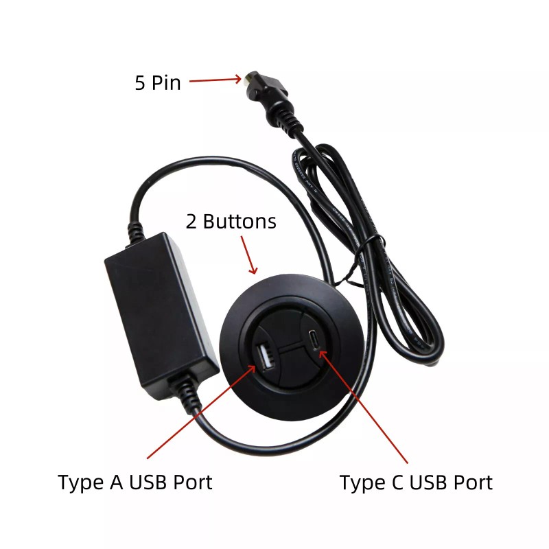 dequn Power Recliner 5 Pin Round Switch Control with USB