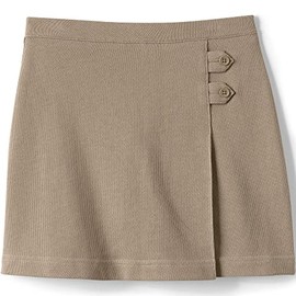 Lands' End Uniform Solid Knit Skort Above The Knee Khaki Kids 14