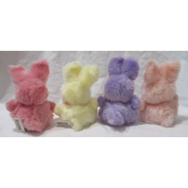Russ Berrie & Co., Inc. ITTY BITTY BUNNIES pastel set 4 pink yellow purple peach