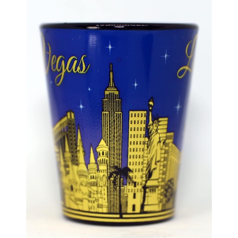 Las Vegas Nevada Purple & Gold Ceramic Shot Glass
