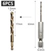6 Pcs 1/4" Hex Shank Drill Bits 1.5mm High Speed