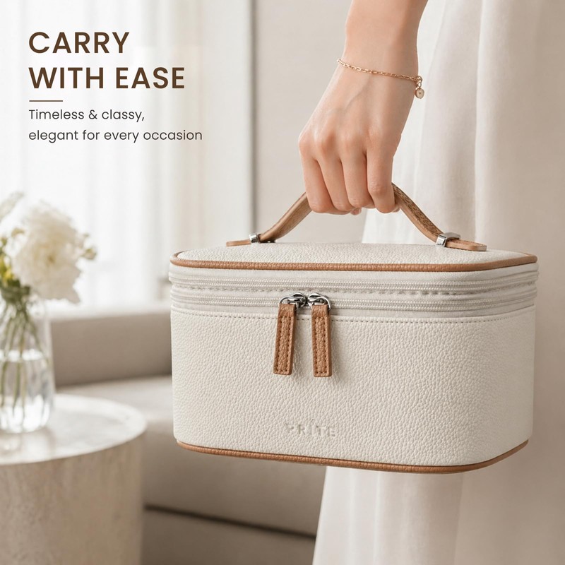 Prite 2 Pcs Makeup Bag Set Travel Cosmetic Case 2-Layer