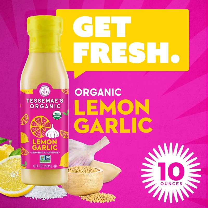 Tessemae's All Natural Salad Dressing 2-Pack (Organic Lemon Garlic)