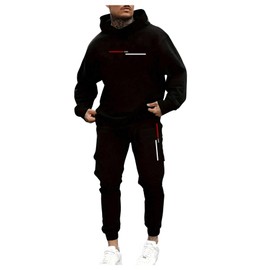 SOLY HUX Men's Tracksuit 2 Piece Outfits Letter Graphic Long Sleeve Hoodies Sweatshirt and Sweatpants Set Black Letter X-Large