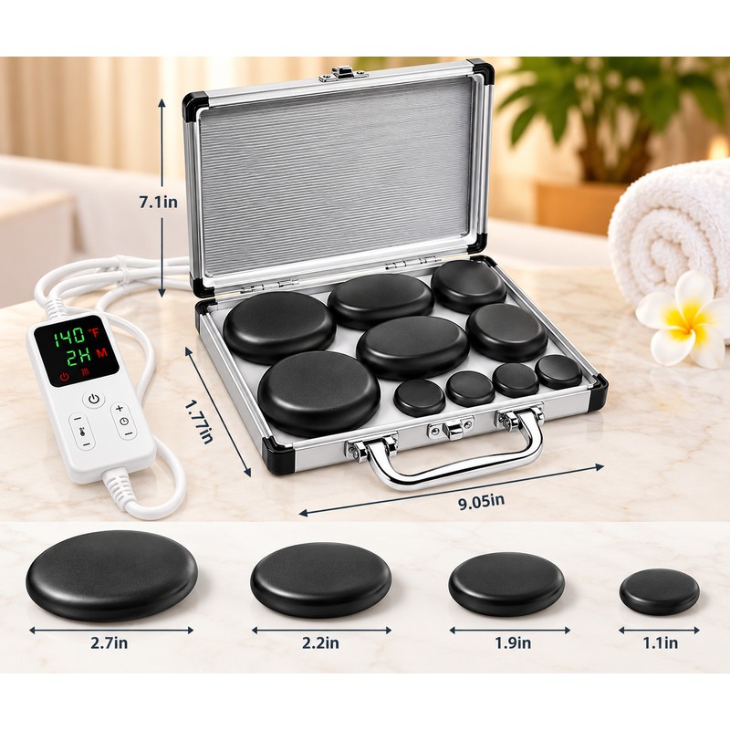 Hot Stone Massage Set for Neck & Back – 20-Piece