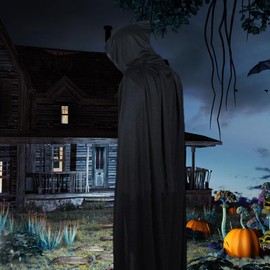 Formemory Black Cape Cosplay Costume, Reaper Witch, Halloween, Cosplay, Unisex, Unisex, Present, Christmas Reaper Black Cape, Black, Cape
