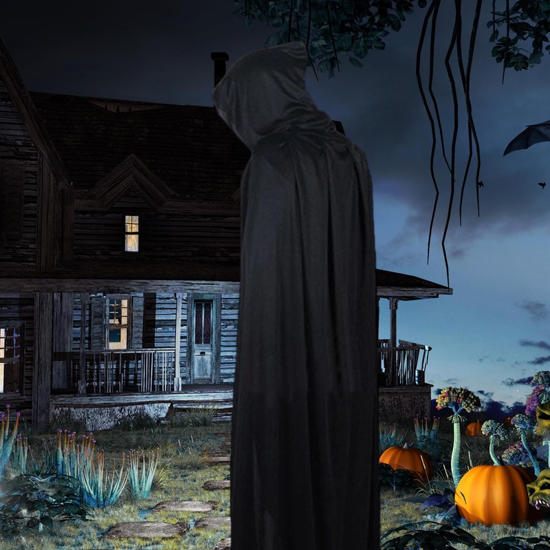 Formemory Black Cape Cosplay Costume, Reaper Witch, Halloween, Cosplay, Unisex,
