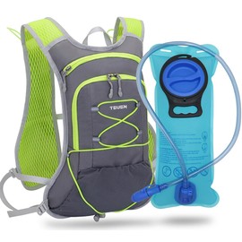 TEUEN Trinkrucksack mit Trinkblase 2L Klein Laufrucksack Joggen für Damen Herren, Leichter Laufen Rucksack 6L Fahrrad Rucksack mit Trinksystem für Trailrunning Jogging Marathon Wandern (grau)