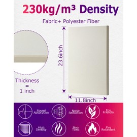 BUBOS 4 PCS Acoustic Panels,24''x12'' Fabric Soundproof Wall Panels,Self-adhesive Sound Absorbing Panels for Studios, Office, Home Theater (Beige)