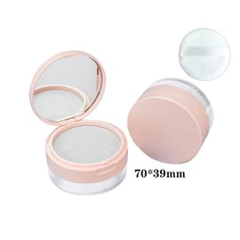Duehut Loose Powder Cocntainer No Leaks Empty Reusable Plastic Loose Powder Compact Container Makeup Powder Case with Sponge Powder Puff,Elasticated Net Sifter and Pink Threaded Screw Lid
