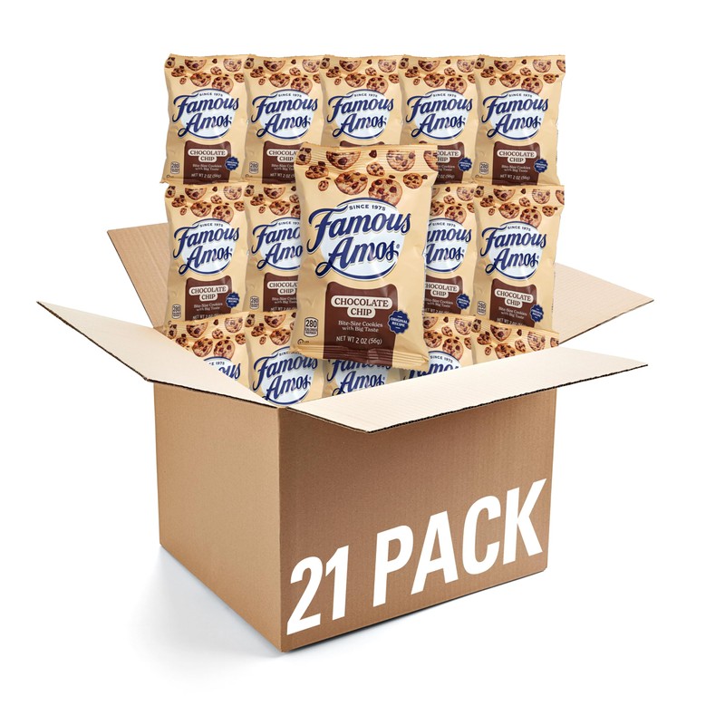 Famous Amos 2oz Bags, 21 Pack, Chocolate Chip Cookies Individual