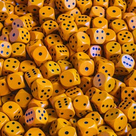 Waldfelsen 6, 12, 20, 30 or 50 High Quality Wooden Dice Made of Real Beech Wood Eye Cube Play Cube Wooden in 16 mm Standard Dice with Fabric Bag Dice Set (Orange, 12 Pieces)