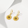 Sunflower Dangle Drop Earrings 925 Sterling Silver Sunshine Leverback Earring