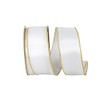 Reliant Ribbon Satin Value Metallic Wired Edge, White/Gold, 1-1/2 Inch,