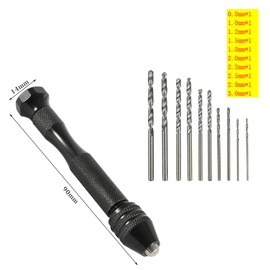 WANJICHENRUI Pin Vice, Hand Drill, Craft Tools, Plastic Model Tools, Set of 10, Storage Case, Handicrafts, DIY Tools (Black)