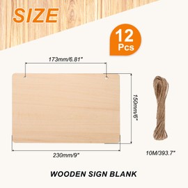 sourcing map Unfinished Hanging Wood Sign Blank with Ropes 9"x6" Unfinished Wood Crafts Boards Wooden Plaques for Crafts DIY Painting Burning Carving Door Wall Decoration, Style 6, Pack of 12