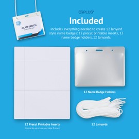 OS Plus Hanging Lanyard Name Badges, Top-Loading, Precut, 2 1/4 X 3 1/2, 12 Pack