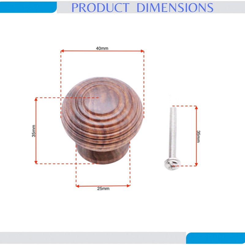 Infinity Decor Traditional Rosewood Beehive Reeded Cupboard Knob Pull Handle