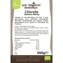 500g BIO Chlorella Tabletten, 400 mg Presslinge, vegan