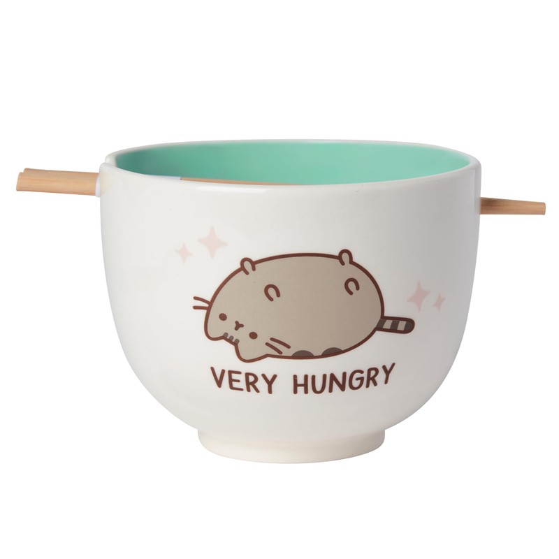 Enesco Pusheen the Cat Very Hungry Ramen Bowl with Chopsticks,