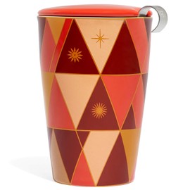 Tea Forte Kati Cup Warming Joy, Ceramic Tea Infuser Cup with Infuser Basket and Lid for Steeping Loose Leaf Tea