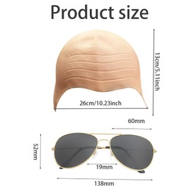 Bald Caps for Adults Men Women Costume Accessory Makeup Bald Head Wig Cap Costume Set Bald Cap Sunglasses, Mens Ladies Music Icon Famous Celebrity Fancy Dress Costume Accessory Set