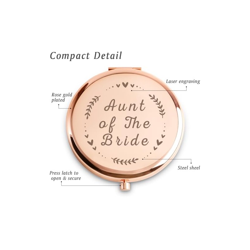 Daricano Aunt of The Bride Gifts, Engraved Compact Mirror -