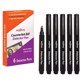 seyDsey Counterfeit Bill Detector Pen, 6 in Pack, Money Marker, Fake Money Detector, Chisel tip.
