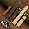 WOCCI 17mm Vintage Leather Watch Strap with Gold Buckle, Replacement