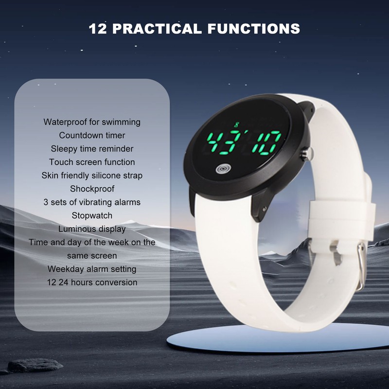 Digital Waterproof Watch Multifunctional Stylish Color Touch Screen Countdown Timer