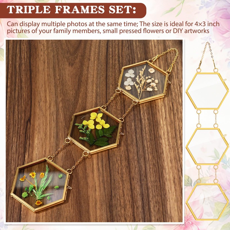 Marsui 3 Set Double Glass Frame Collage For Pressed Flowers