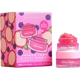 NCLA Beauty Set de Cuidado Labial - Exfoliante y Bálsamo Labial - Exfolia con Aceites y Mantecas Naturales - Pitahaya y Bayas de Acaí - 2 pz