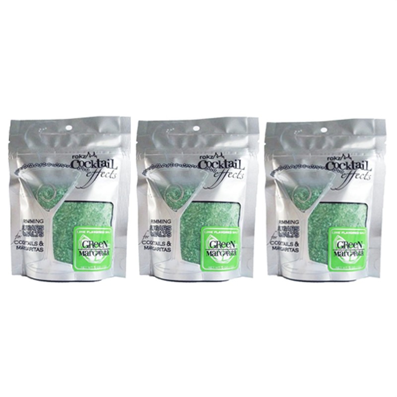 Rokz Green Margarita Salt Drink Rimmer 3 Pack Bundle, 15