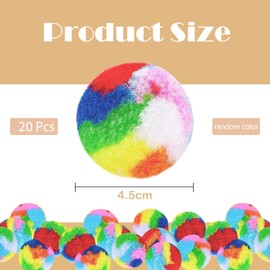 Vebetter Felt Balls for Cats, Pack of 20 Cat Toy Balls, Cat Toy, Felt Cat Balls, Soft Cat Balls, Kitten Pom Poms Ball, Cat Play Toy Indoor, Pompom Ball 4.5 cm