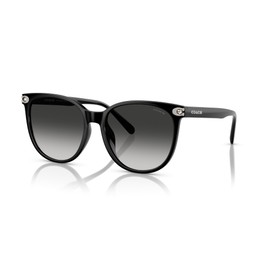 COACH Women's HC8414BD Round Sunglasses, Black/Grey Gradient, 57 mm
