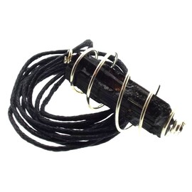 Angelleesa Designs Ltd Small Natural Black Tourmaline Gemstone Spiral Pendant