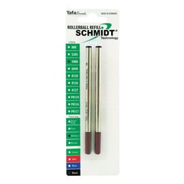 Schmidt 5888 Ceramic Rollerball Metal Tube Refill Medium Point 0.7mm, Black, 2 Pack Blister (SC58104)
